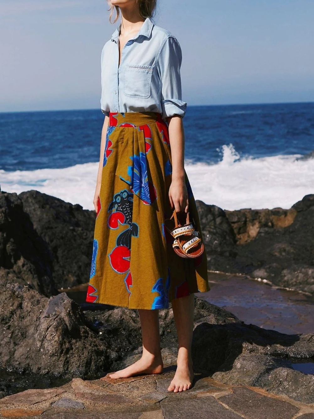 Eva Franco 2 Goldfish Lily
Pad A-
Line Skirt
Whimsical Retro
Statement Piece 
2P